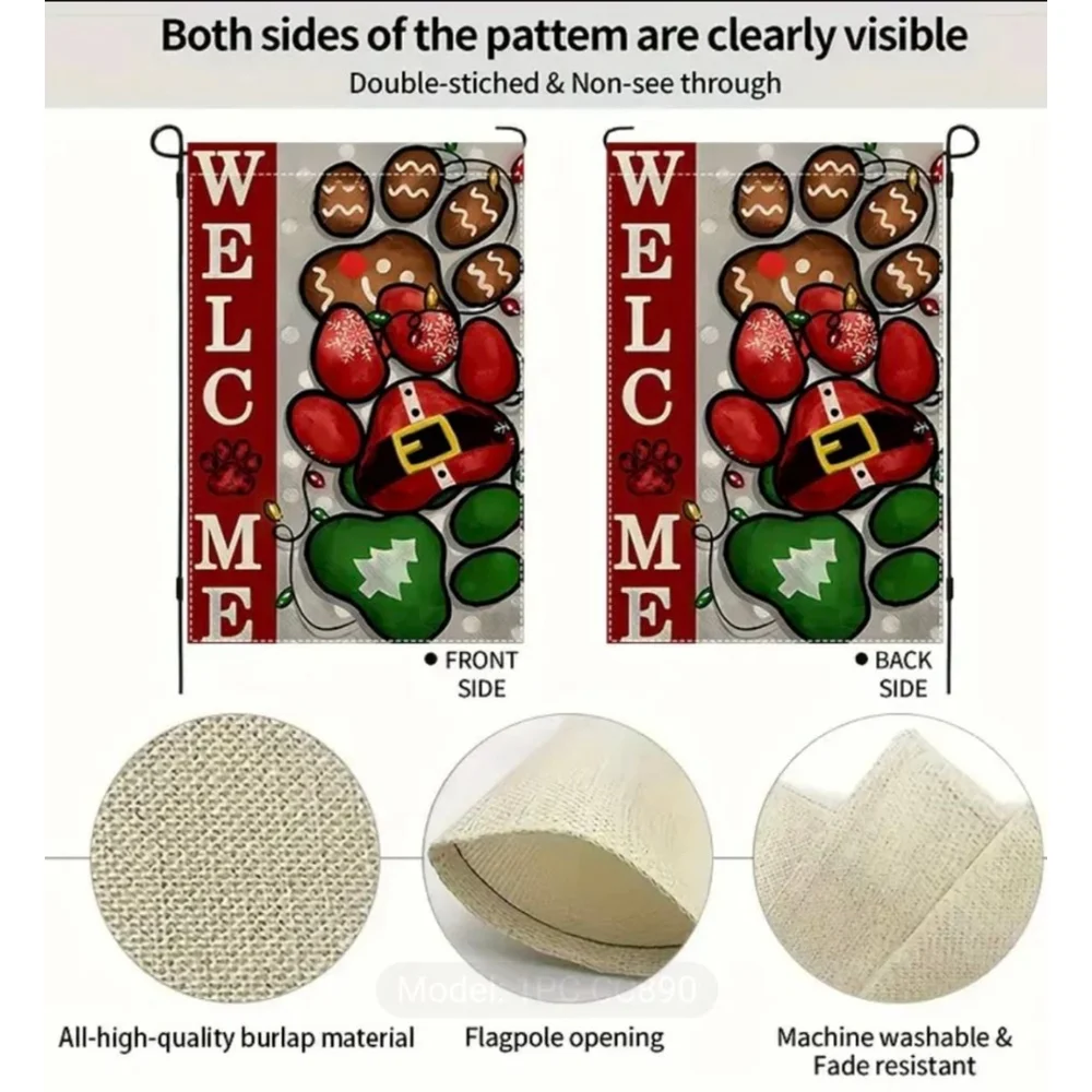 Christmas Welcome Garden Flag One Size Red Green
